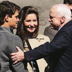 John McCain welcomes Levi Johnston to the fold as Bristol Palin looks on.